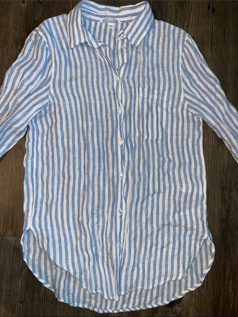 H&M Linen Vertical Stripe Button-Down Shirt